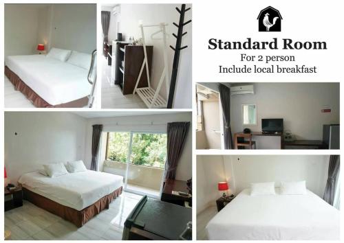 Кровать или кровати в номере The Farm House Hotel Ranong