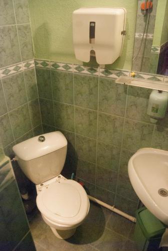 a bathroom with a toilet and a sink at Eha Suija Home Accommodation in Tartu