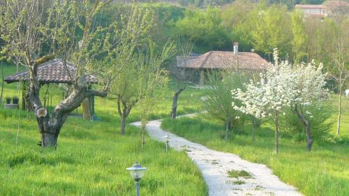 a path through a field with a house and trees at Tenuta de Maffutiis in Polla