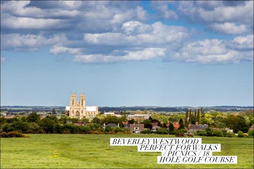 a view of a field with a building in the background at 52 Minster in Beverley