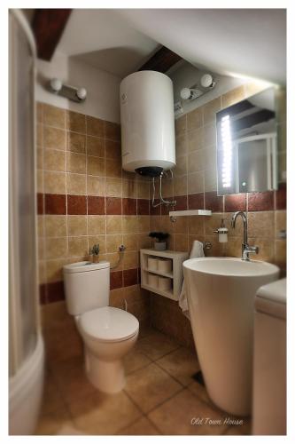 a bathroom with a toilet and a sink at Old town house in Pag