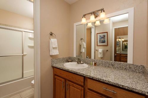 a bathroom with a sink and a mirror at Lichenhearth 30 in Snowmass Village