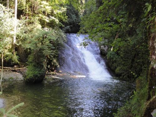a waterfall in the middle of a river at Ferienwohnung Lore in Weiler-Simmerberg