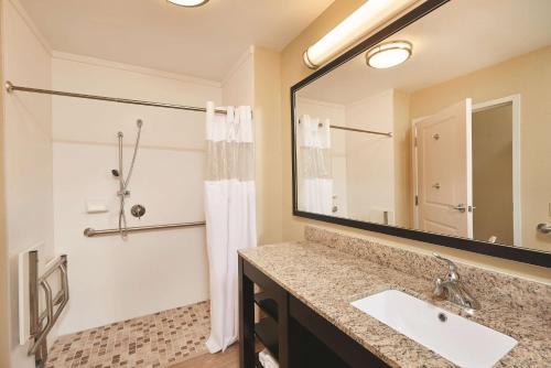 un bagno con lavandino e doccia di La Quinta by Wyndham Carlsbad a Carlsbad