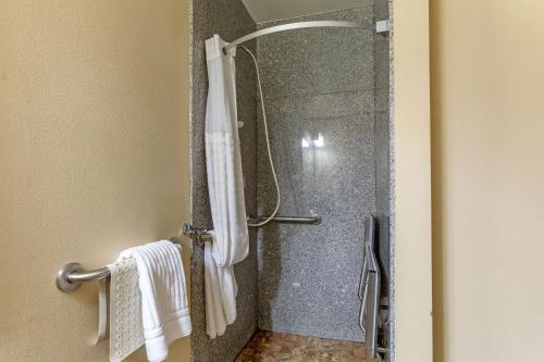 a shower in a bathroom with a glass door at Comfort Inn & Suites Page at Lake Powell in Page