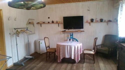 Una televisión o centro de entretenimiento en Guest house Usadba Surikova