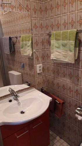 a bathroom with a sink and a mirror at Gasthaus Zehrermühle in Schönberg