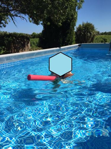 - un jouet rouge dans la piscine dans l'établissement Séjour au calme au milieu des vignes, à Loupian