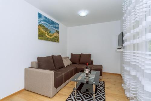 a living room with a couch and a table at Apartments EcoNature in Virpazar