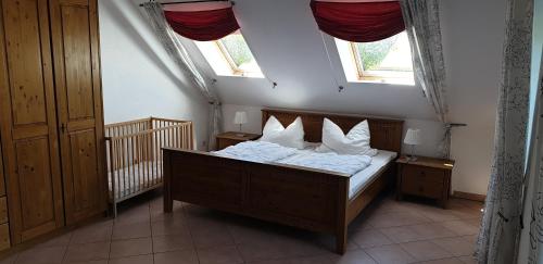 Voodi või voodid majutusasutuse Ferienwohnung am Nordstrand toas