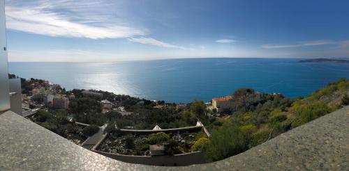 a view of the ocean from the edge of a ledge at Viangella - Dramatic sea view! Top floor 2km to Monaco in Cap d'Ail