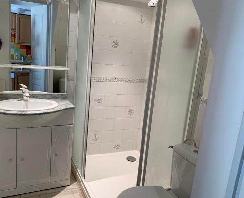 ゴルドにあるLa Forge - Gordesのバスルーム(シャワー、洗面台、トイレ付)