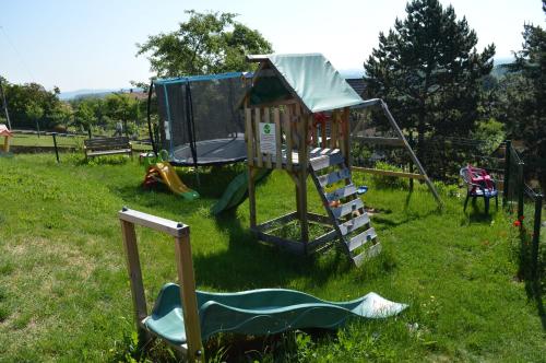 a playground with a slide and a playset at Chambres d'hôtes Les vignes in Saint-Jean-Saverne