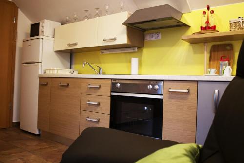 a kitchen with a sink and a stove at Apartma Pegaz in Rogaška Slatina