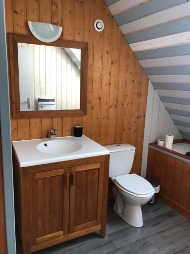 a bathroom with a sink and a toilet at L’Ecrin champenois : 150m2 au cœur du vignoble in Étoges