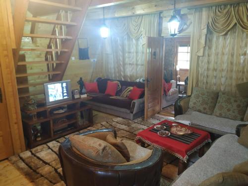 a living room with a couch and a tv at Romantika in Šavnik