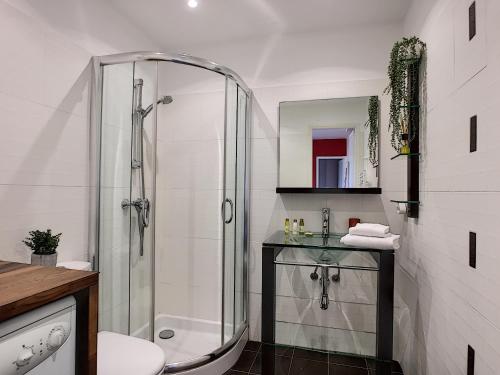 une salle de bain avec une douche, des toilettes et un lavabo dans l'établissement Nestor&Jeeves - CORAL SEA TERRACE - Central - Very close beaches, à Nice