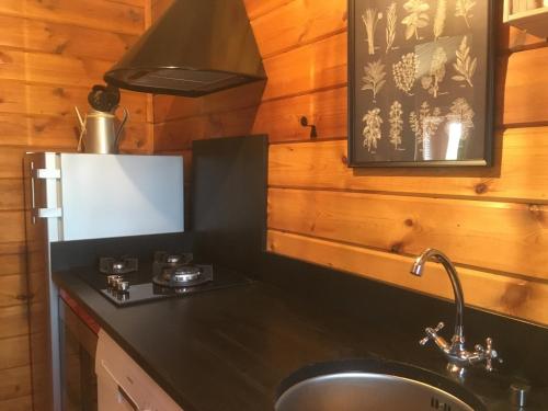 Kuchyň nebo kuchyňský kout v ubytování Chalet Le Cactus avec sauna privatif