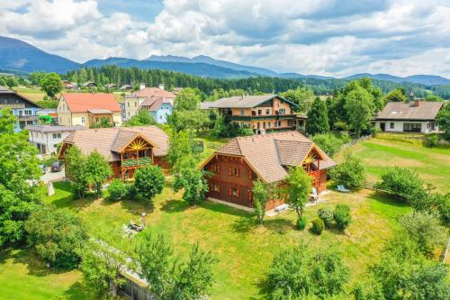 an aerial view of a residential neighborhood with houses at Landhaus Santner - Örglwirt's Ferienwelt in Mariapfarr