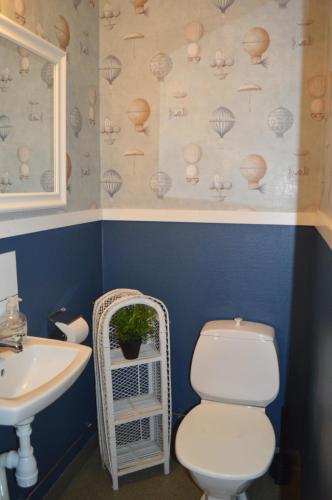 a bathroom with a toilet and a sink at Högsnäsgården in Överhörnäs