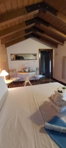 a bedroom with a bed and a table in a room at B&B Casa del Teatro in Mantova