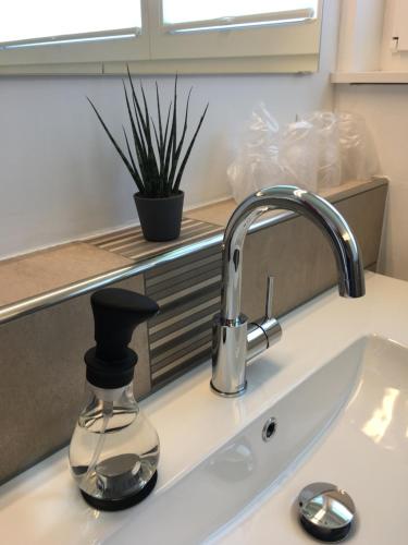 a sink with a faucet on a kitchen counter at Lakelodge-Romanshorn 2 in Romanshorn