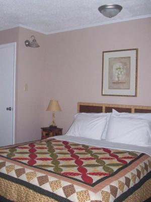Un dormitorio con una cama con una manta de colores. en Winterplace Condos - Ski in Ski out E104, en Ghent