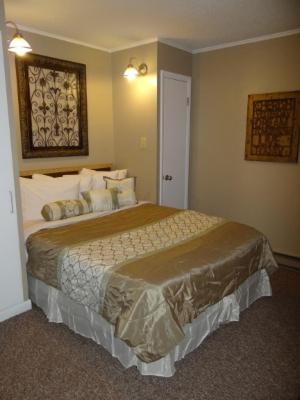 een slaapkamer met een groot bed in een kamer bij Winterplace Ski in Ski out condo First Floor D103 in Ghent