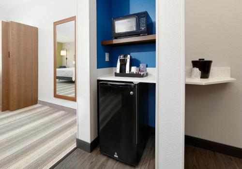 a bathroom with a black dishwasher and a microwave at Holiday Inn Express & Suites - Denton North by IHG in Denton