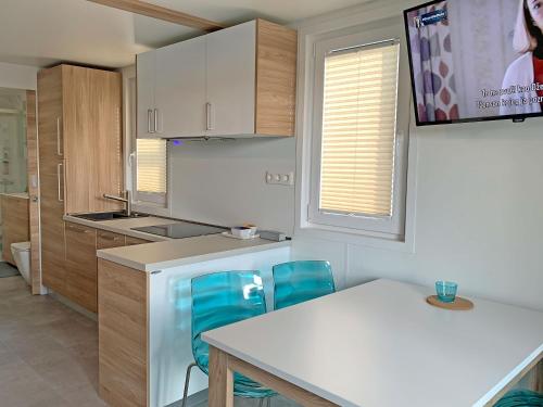 Virtuvė arba virtuvėlė apgyvendinimo įstaigoje Bonita HouseBoat Apartment Portorose