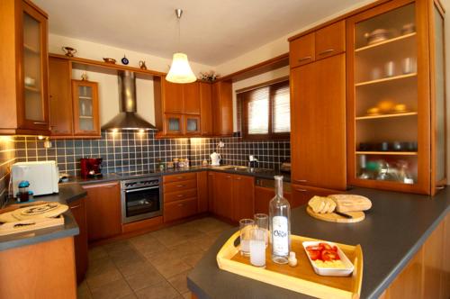 Kitchen o kitchenette sa Gorgeous beachfront family villa in Evia,Greece !