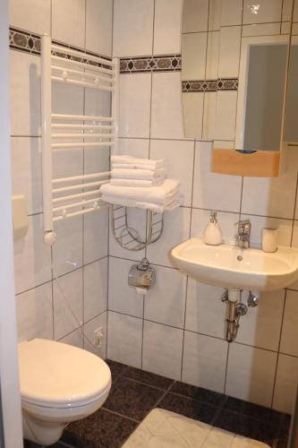 a bathroom with a toilet and a sink at Ferienwohnung Jasmin in Traben-Trarbach