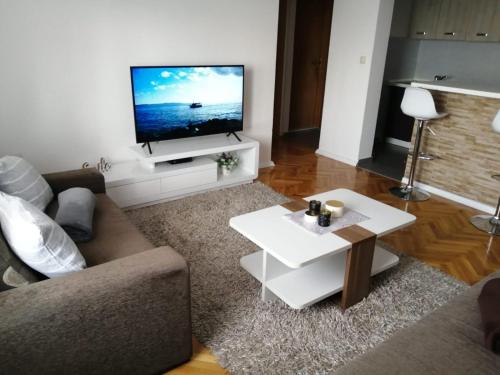 a living room with a couch and a tv at Apartment Adriana in Makarska