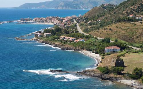 an aerial view of a small island in the ocean at B&B dal Gallo in Battipaglia