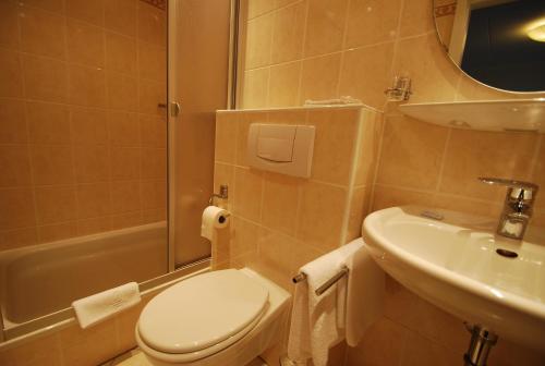 a bathroom with a toilet and a sink at Boutique Hotel de Rozenhof in Heilig Landstichting