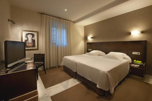 a hotel room with a bed and a television at Pintor El Greco in Toledo