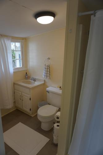 Bilik mandi di Renovated 1928 bungalow on a former asylum campus