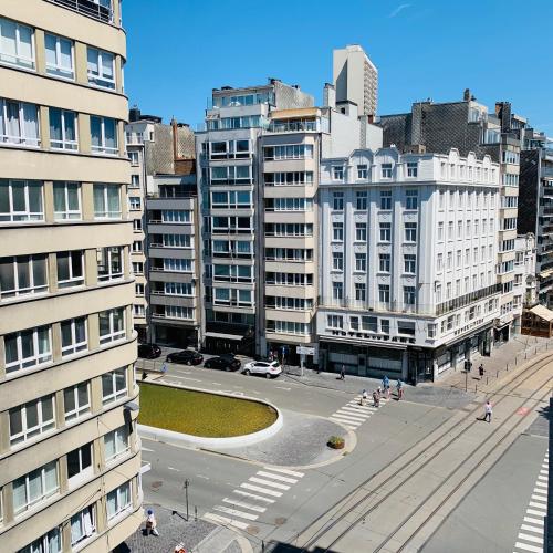 Nespecifikovaný výhled na destinaci Ostende nebo výhled na město při pohledu z apartmánu