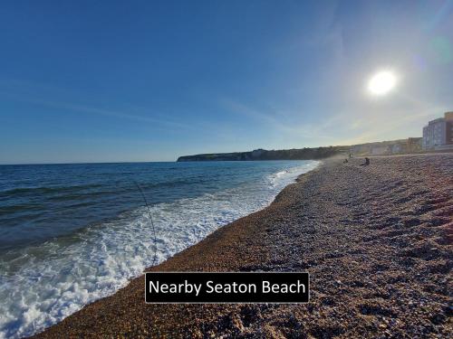 a beach with the ocean and anesday sectional beach at Studio Near Lyme Regis, Dog Friendly, Self Catering, Small Garden, Free Private Parking" in Axminster