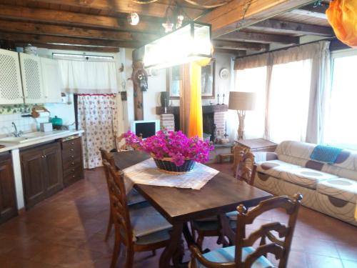 サン・フェリーチェ・チルチェーオにあるCirceo Lovelyのキッチン、リビングルーム(花のテーブル付)