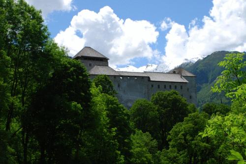 a large castle sitting in the middle of trees at Residenz an der Burg by Kaprun Rentals in Kaprun
