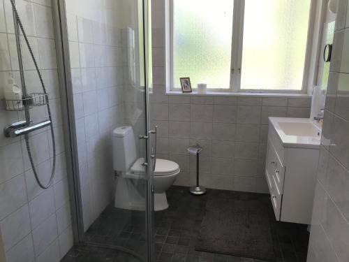 een badkamer met een toilet en een wastafel bij Rytterne Kyrkskola in Sorby