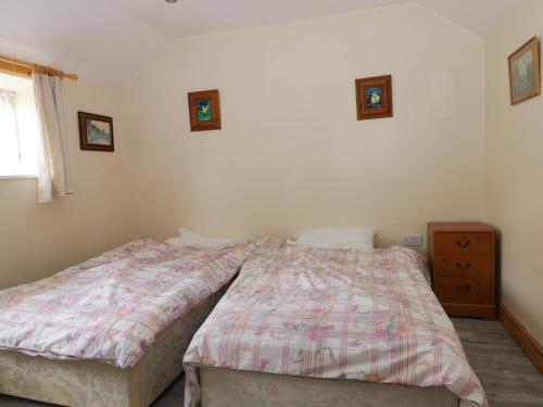 a bedroom with two beds and a dresser at Honeybee Cottage in Hull
