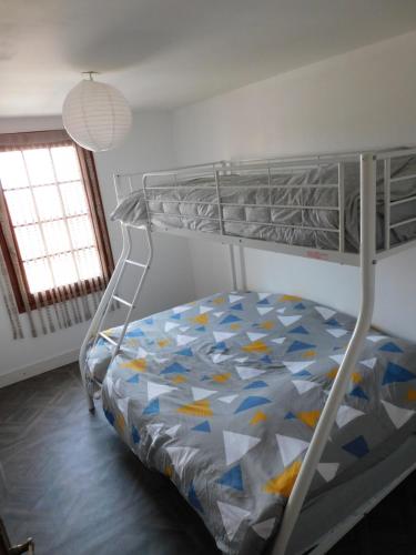 een slaapkamer met een stapelbed en een ladder bij Chez Simone in Le Tréport