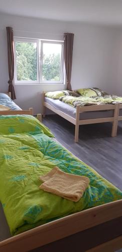 Postel nebo postele na pokoji v ubytování Penzion u Jezera