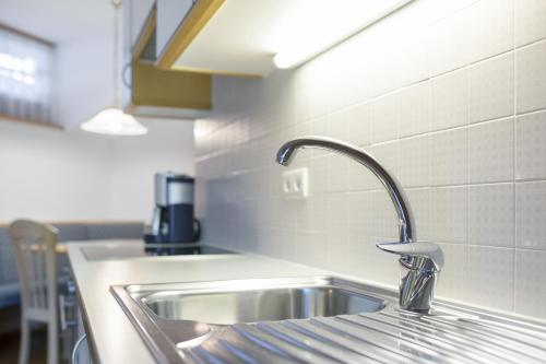 un lavandino con rubinetto in cucina di Wieserhof - Apartment Philipp a Valles