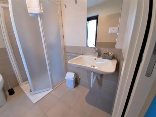 a bathroom with a sink and a shower at Locanda Orvieto Agriturismo in Orvieto
