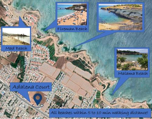 a map of the island of akrotiri in the ocean at Adalena Court in Paralimni