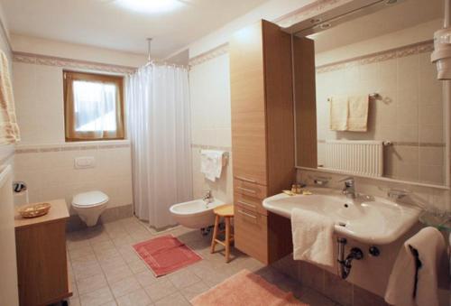 a bathroom with a sink and a toilet at Apartments Nadia in San Vigilio Di Marebbe