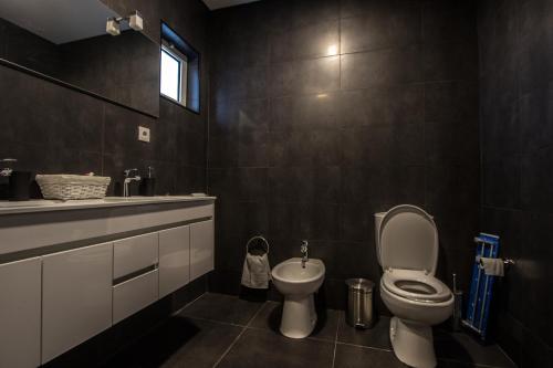 a bathroom with a toilet and a sink at Wellshouses in Capelas